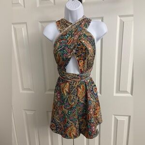 SHEIN Multicolor Paisley Cut-Out Jumpsuit